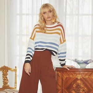 Lulu’s Charli Blue Multi Striped Knit Sweater